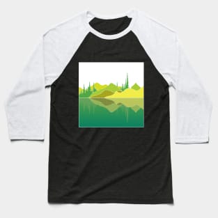 Landscape Vignette: Lime Reflection Lake Baseball T-Shirt